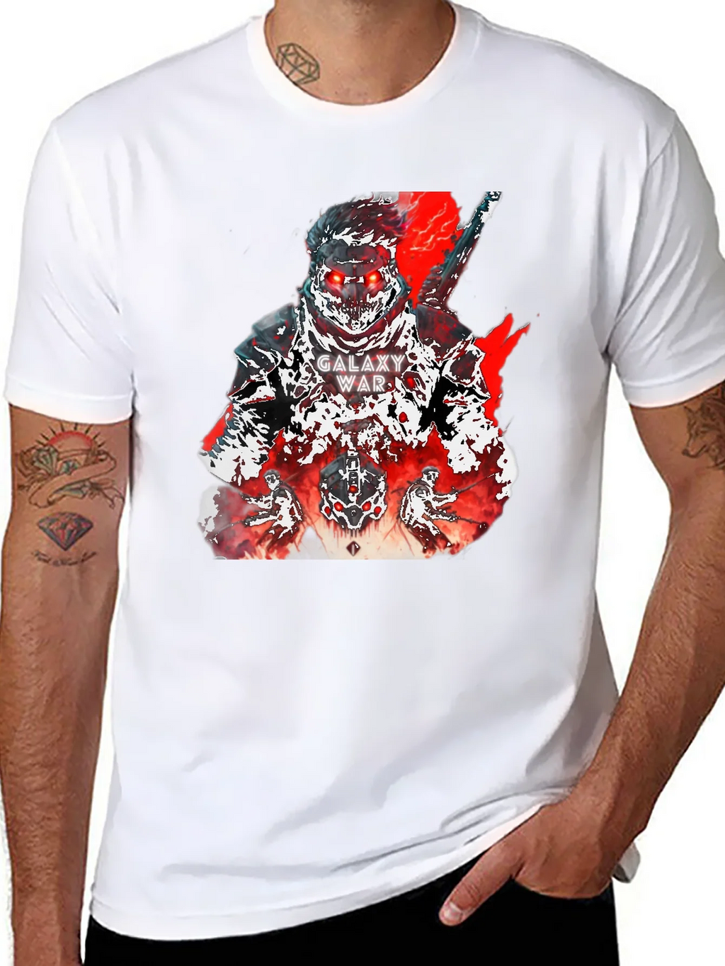 Galaxy War Graphic Tee - Bold Black Cotton T-Shirt product image 7