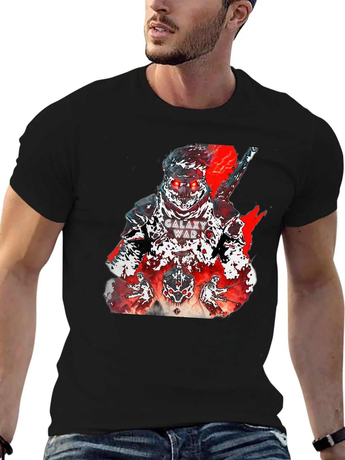Galaxy War Graphic Tee - Bold Black Cotton T-Shirt product image 6