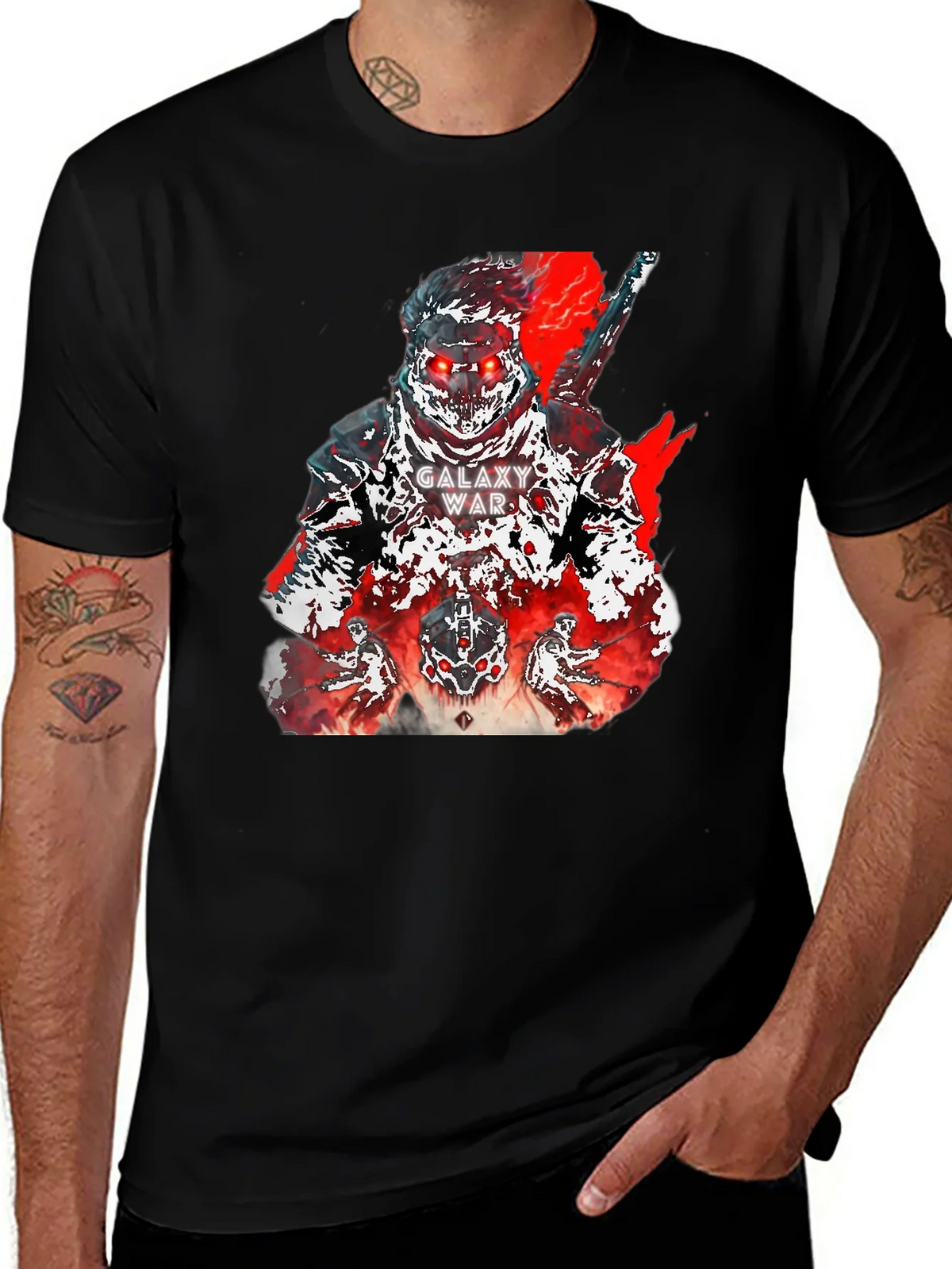 Galaxy War Graphic Tee - Bold Black Cotton T-Shirt product image 1