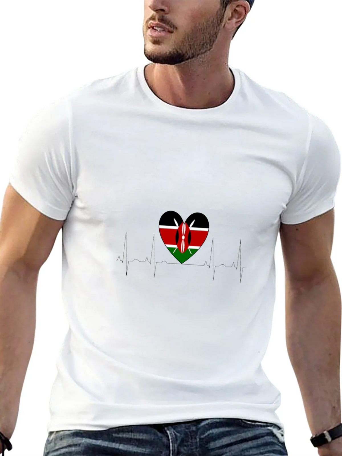 Kenyan Flag Heartbeat T-Shirt product image 12
