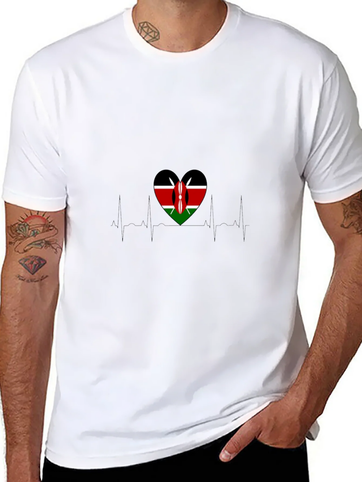 Kenyan Flag Heartbeat T-Shirt product image 7