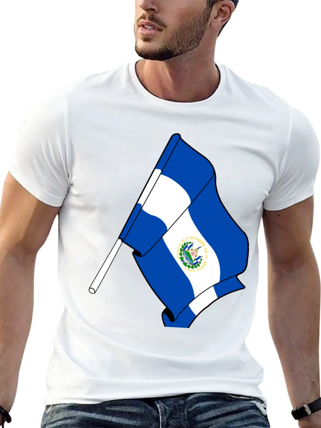 El Salvador Flag Graphic T-Shirt - Black product image 12
