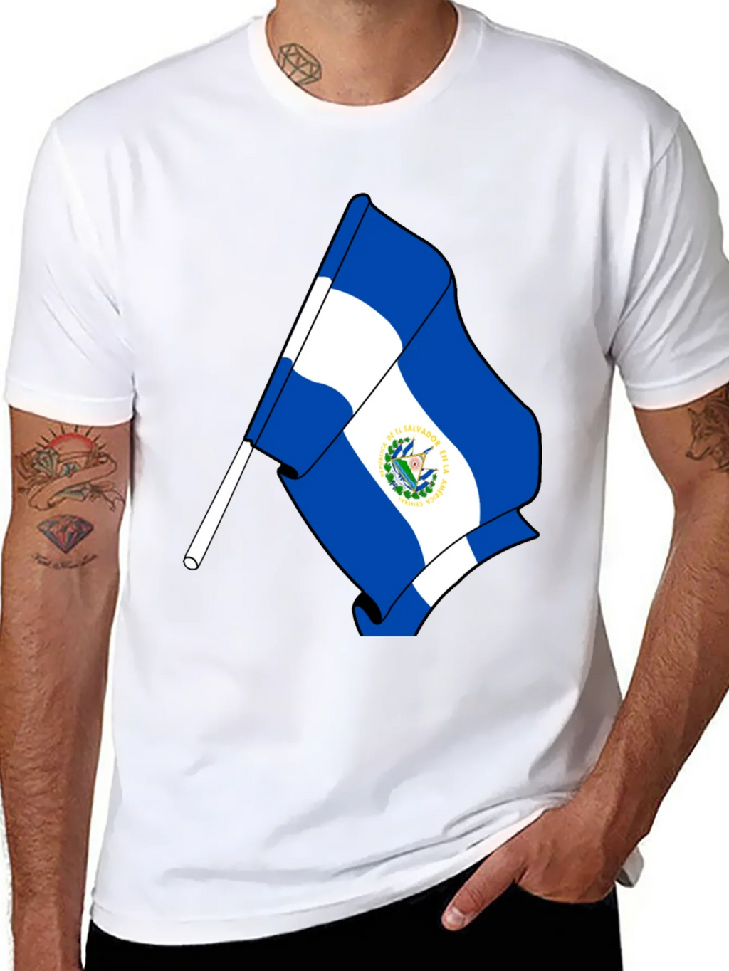 El Salvador Flag Graphic T-Shirt - Black product image 7