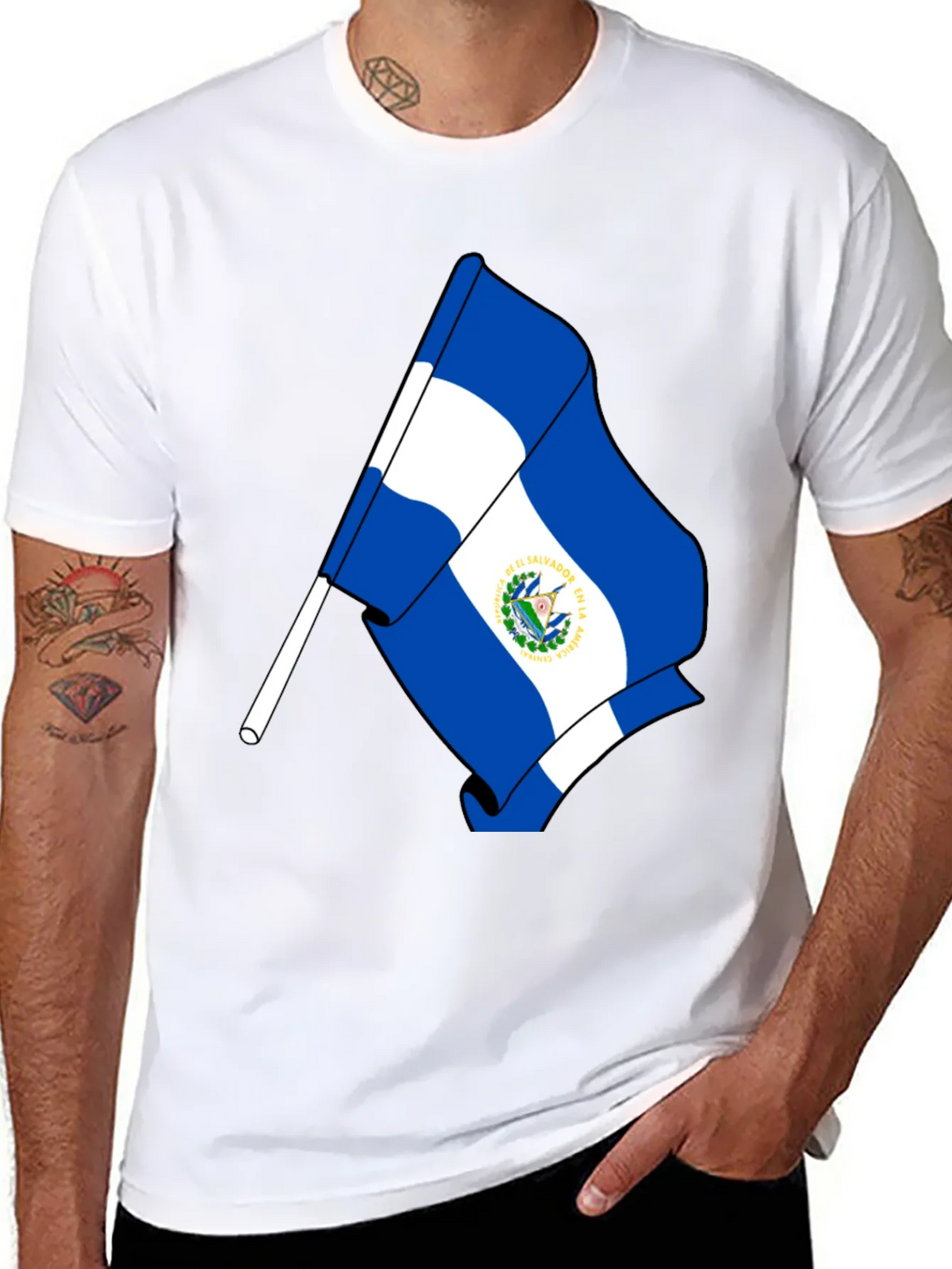 El Salvador Flag Graphic T-Shirt - Black product image 7