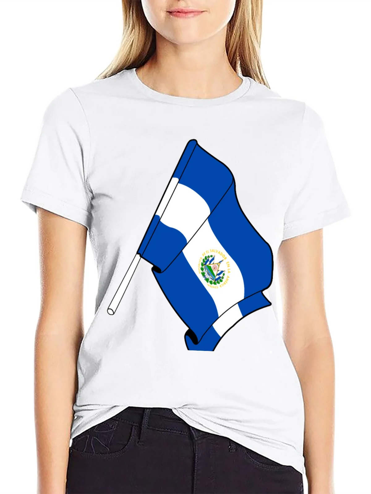 El Salvador Flag Graphic T-Shirt - Black product image 8