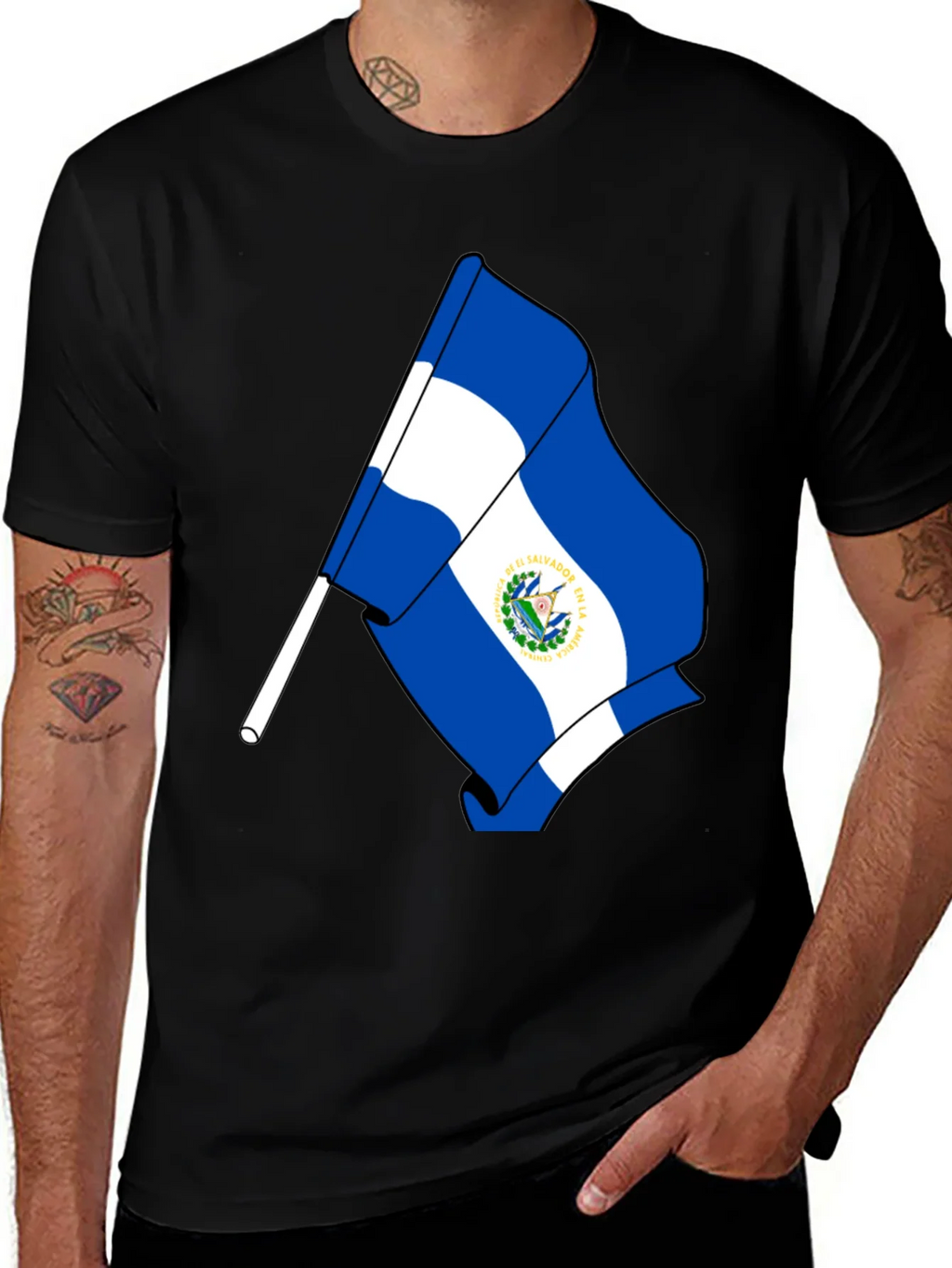 El Salvador Flag Graphic T-Shirt - Black product image 1
