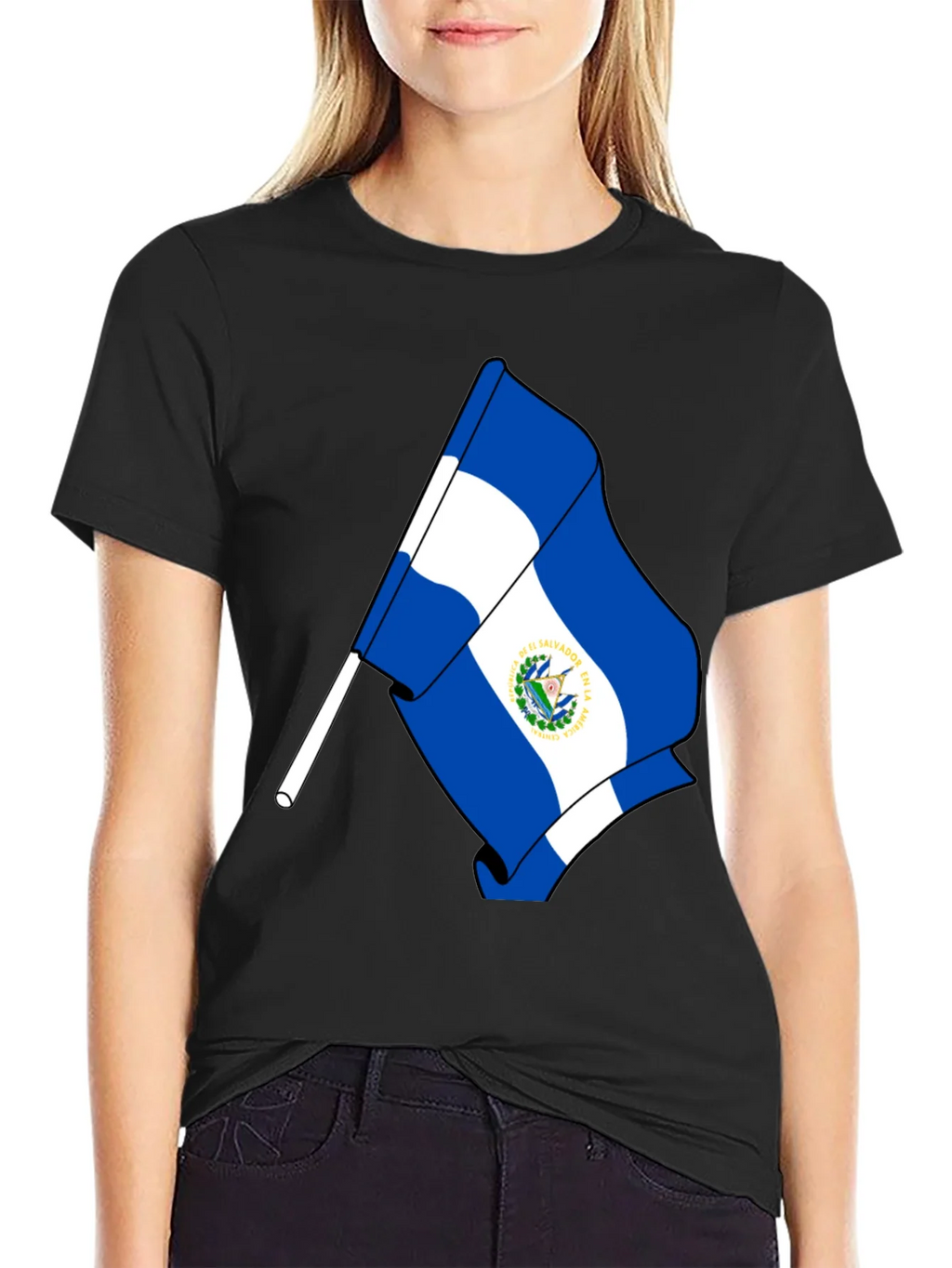 El Salvador Flag Graphic T-Shirt - Black product image 2