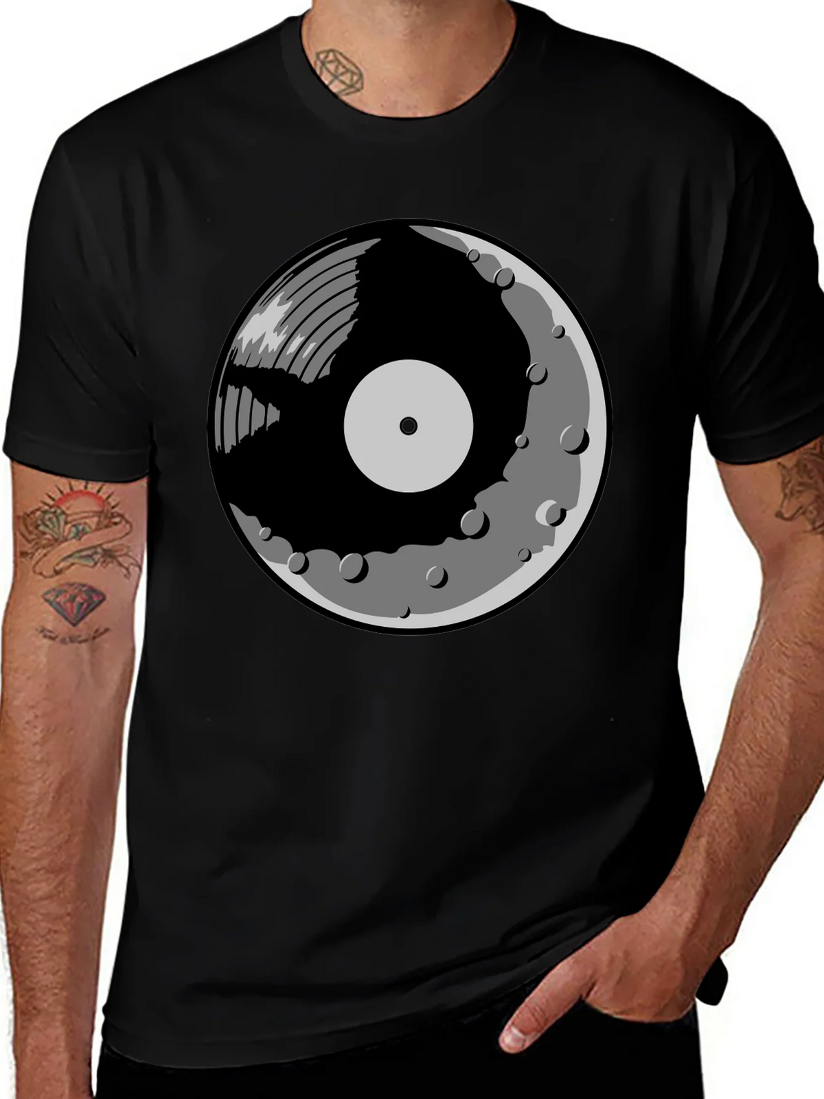 Vinyl Moon Graphic Tee - Music Lover Shirt product image 1