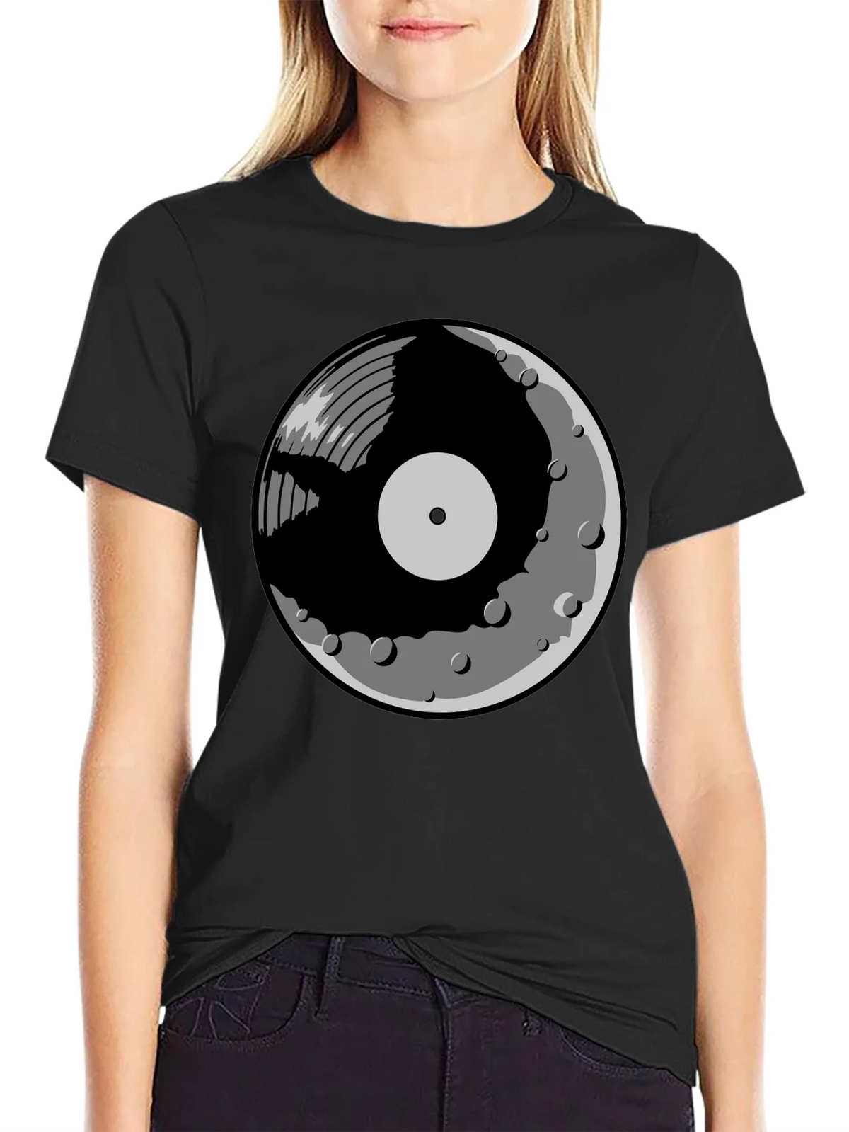 Vinyl Moon Graphic Tee - Music Lover Shirt product image 2