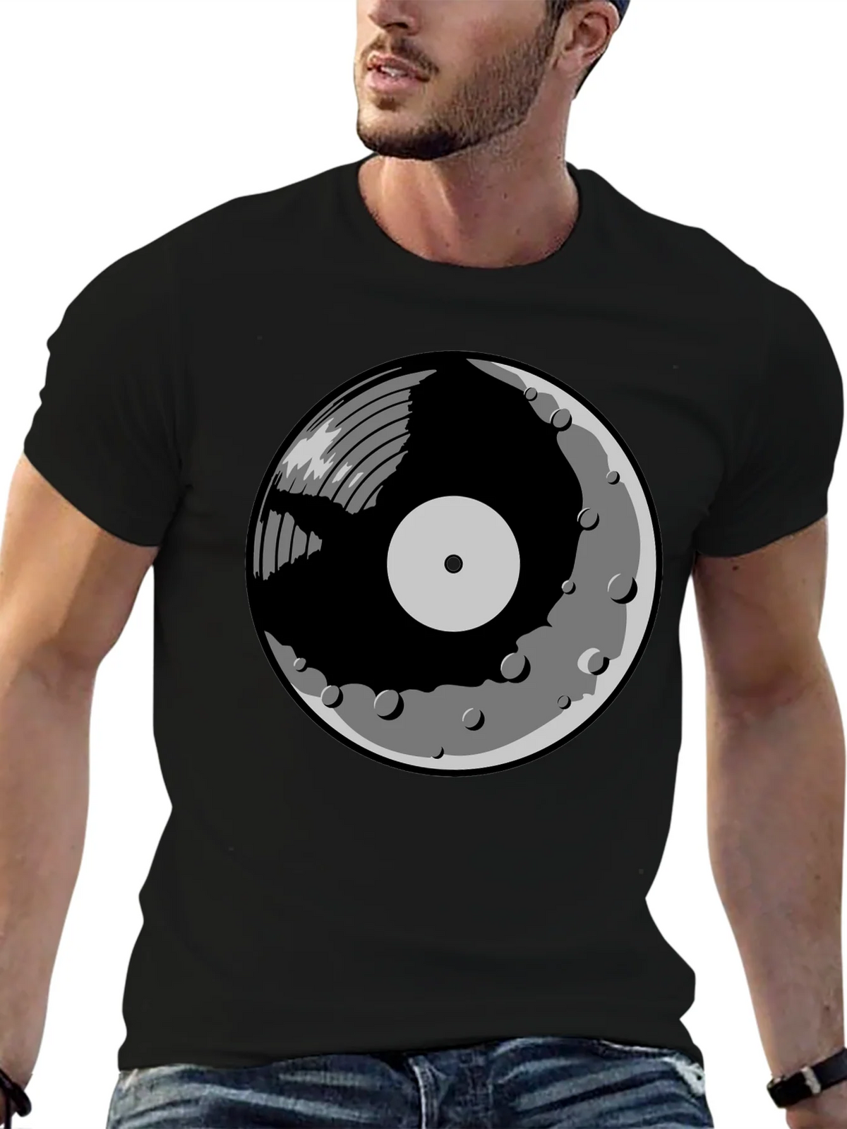Vinyl Moon Graphic Tee - Music Lover Shirt product image 6