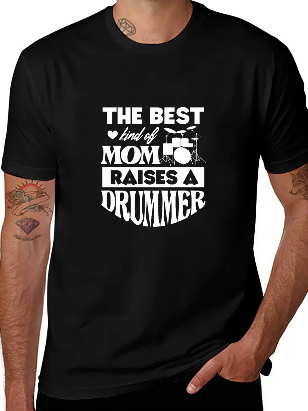 Best Mom Raises A Drummer T-Shirt - Black product image 1