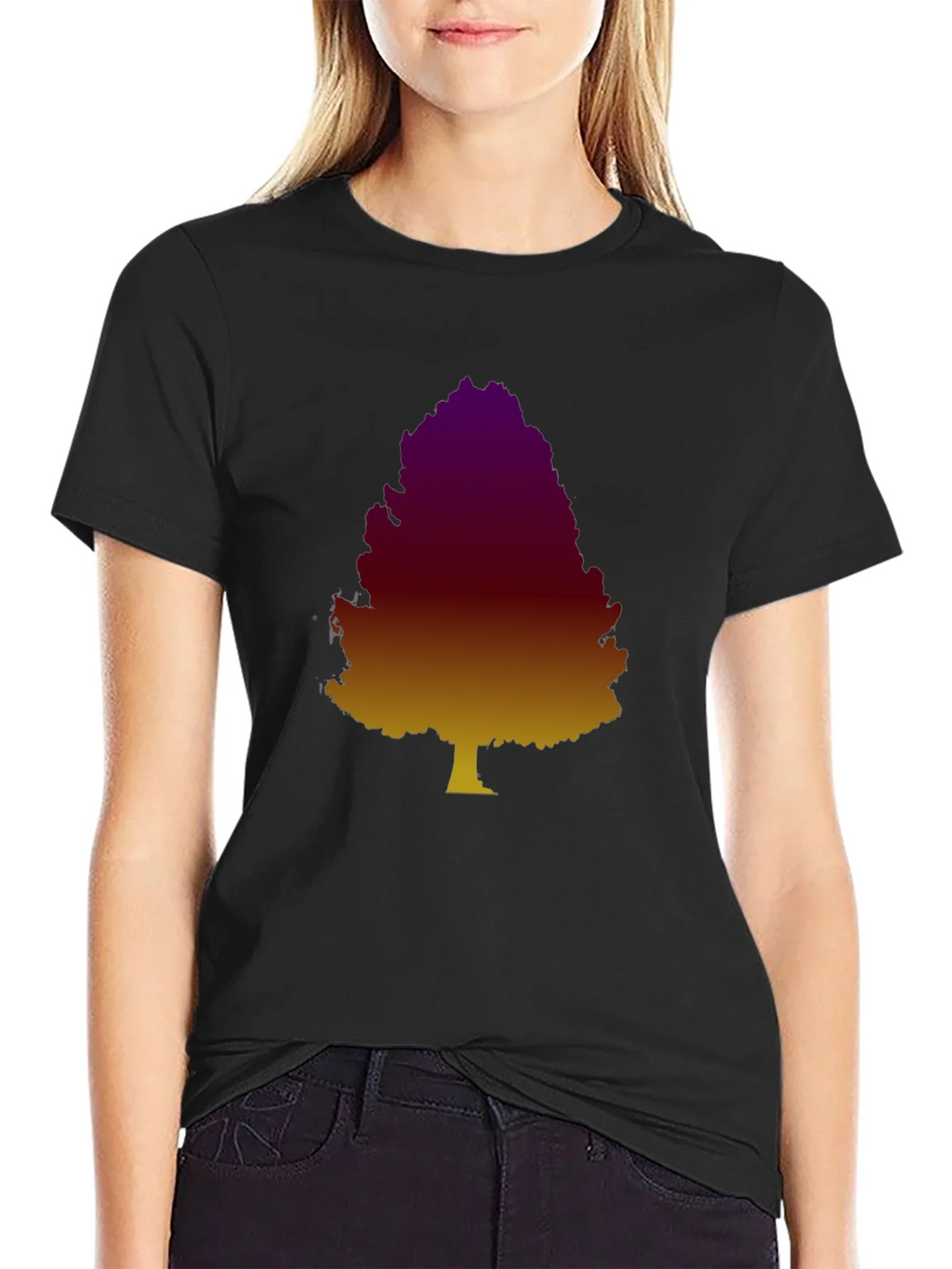 Gradient Tree Graphic Tee - Casual Black T-Shirt product image 2