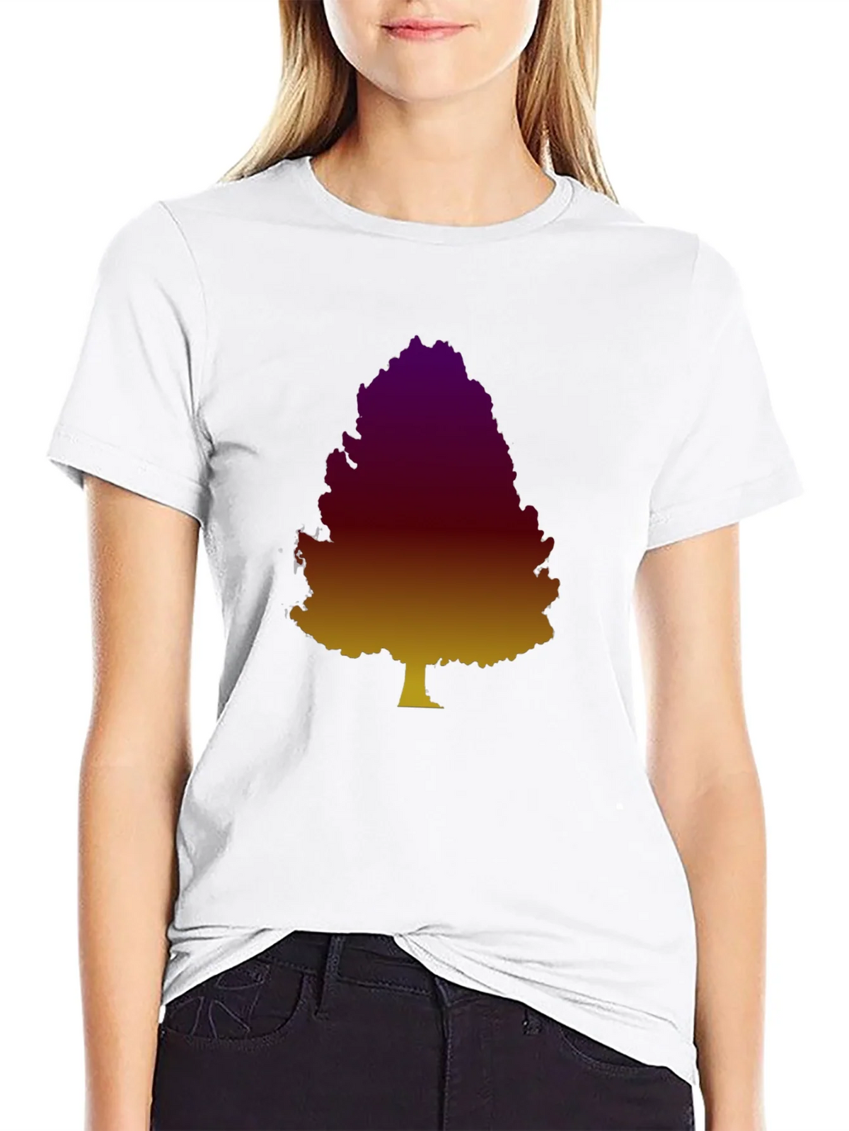 Gradient Tree Graphic Tee - Casual Black T-Shirt product image 7