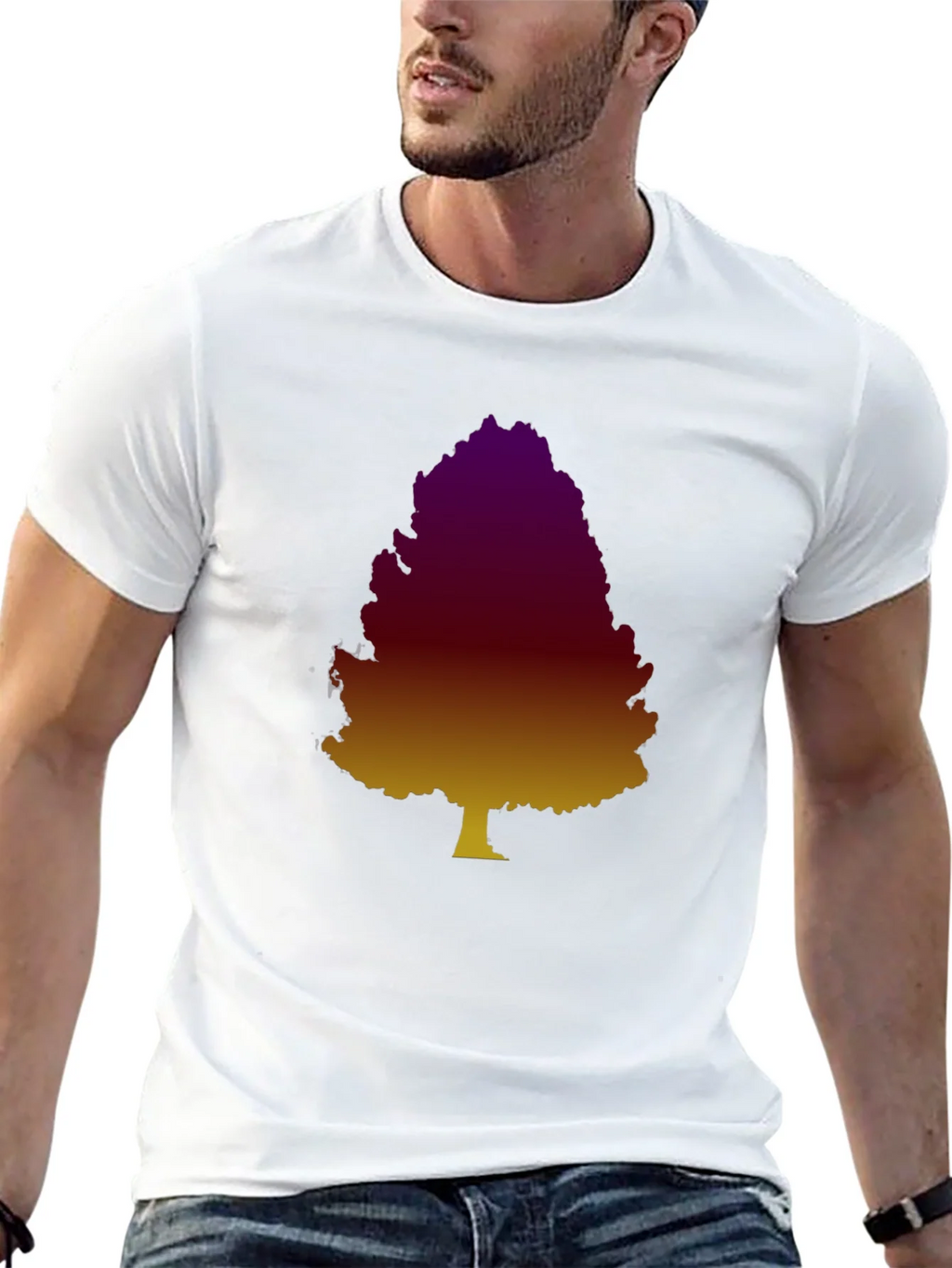 Gradient Tree Graphic Tee - Casual Black T-Shirt product image 10