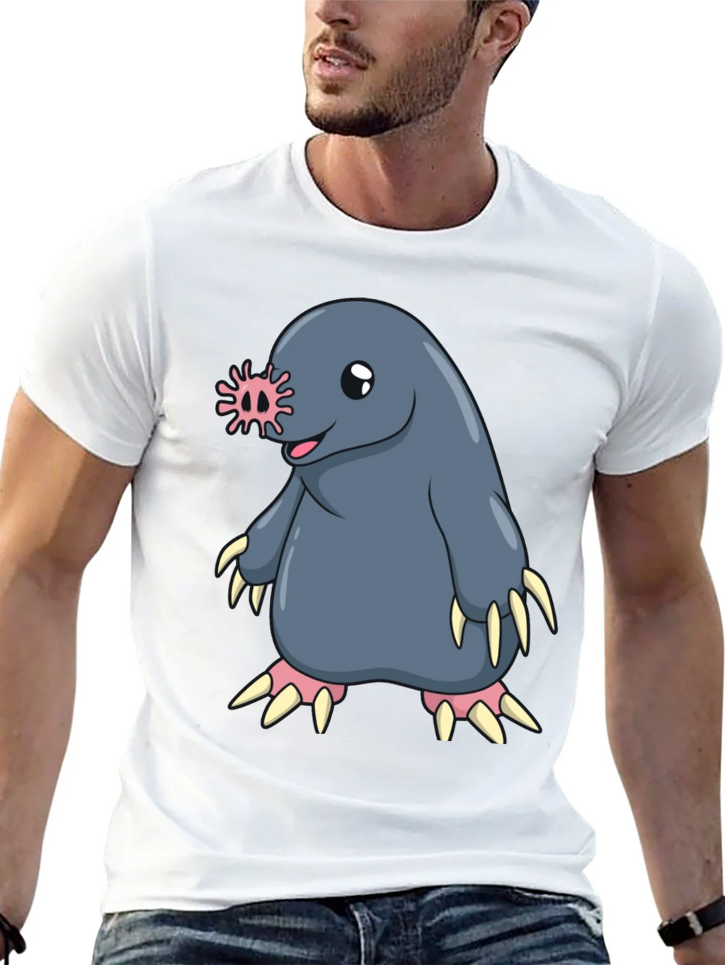 Funny Mole Cartoon Black T-Shirt product image 12