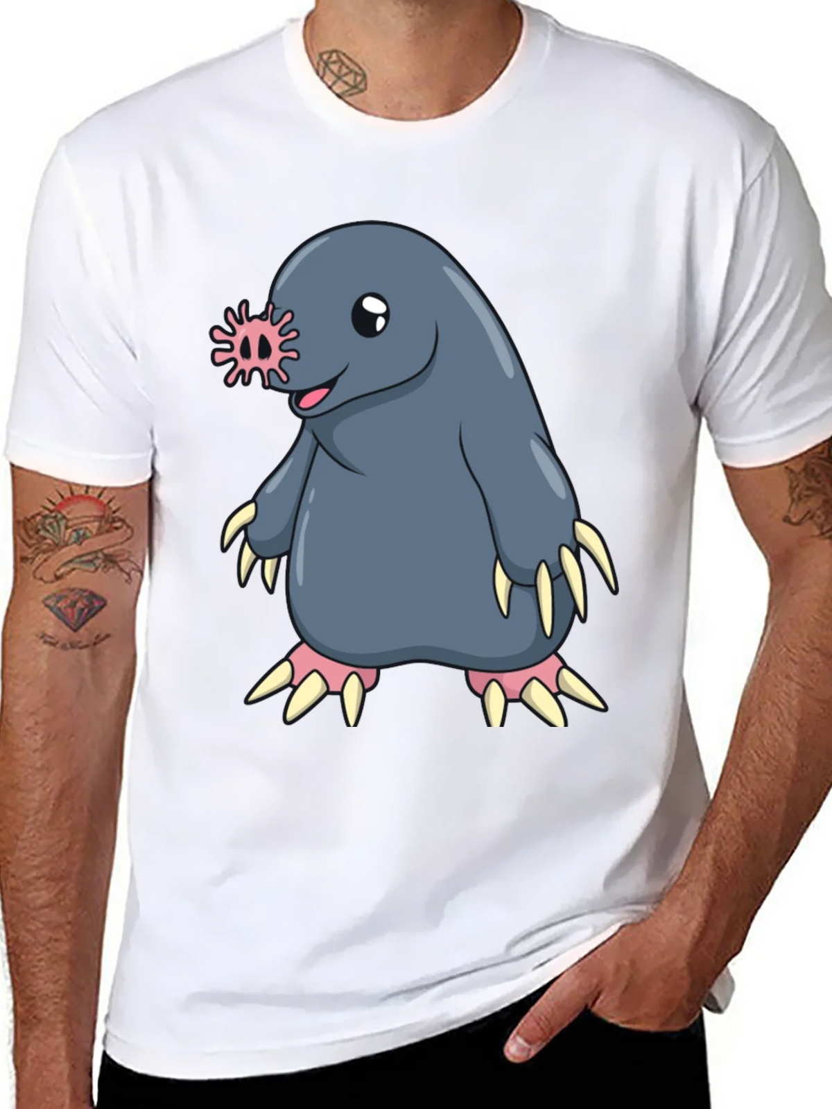 Funny Mole Cartoon Black T-Shirt product image 7