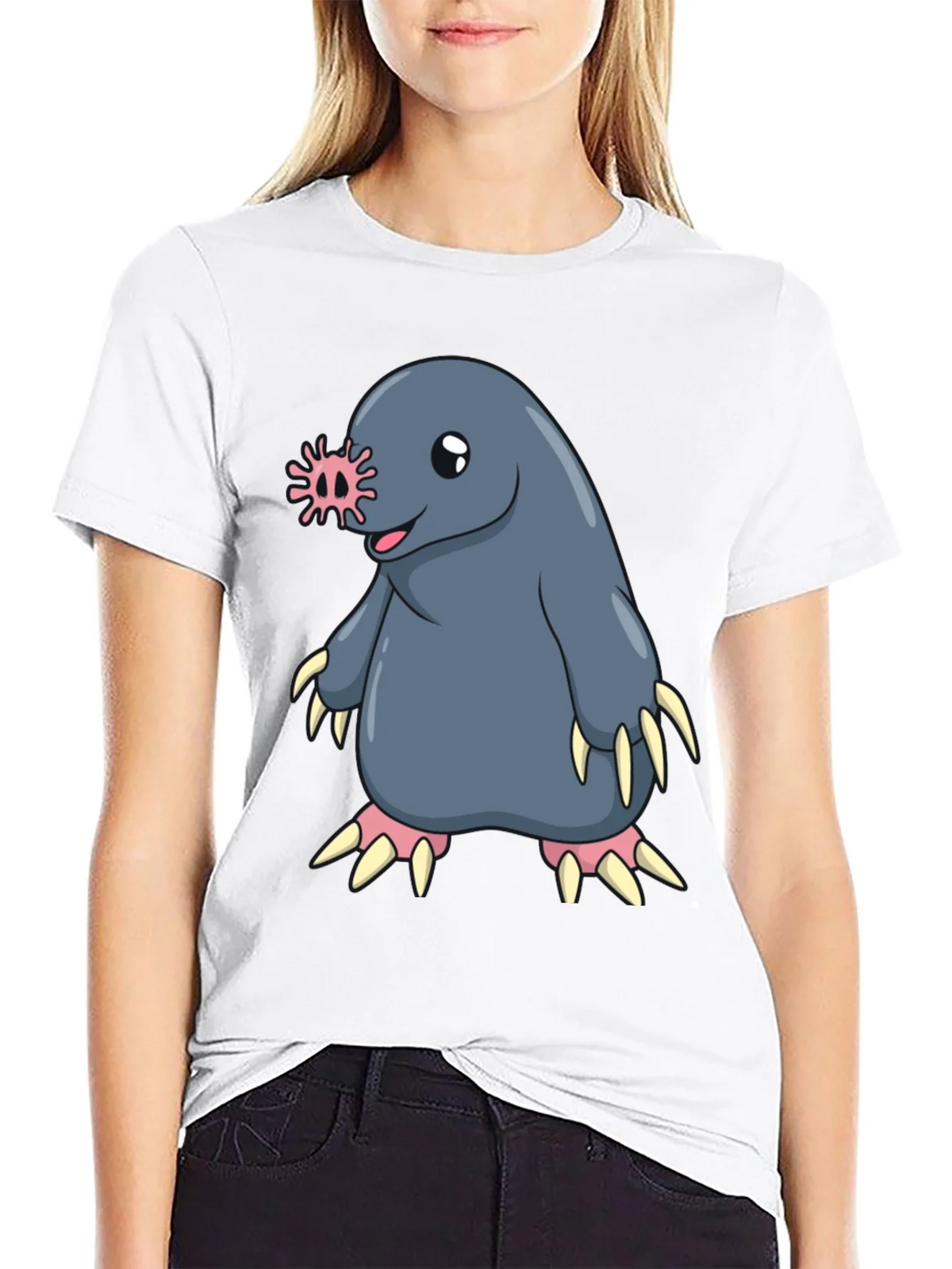 Funny Mole Cartoon Black T-Shirt product image 8