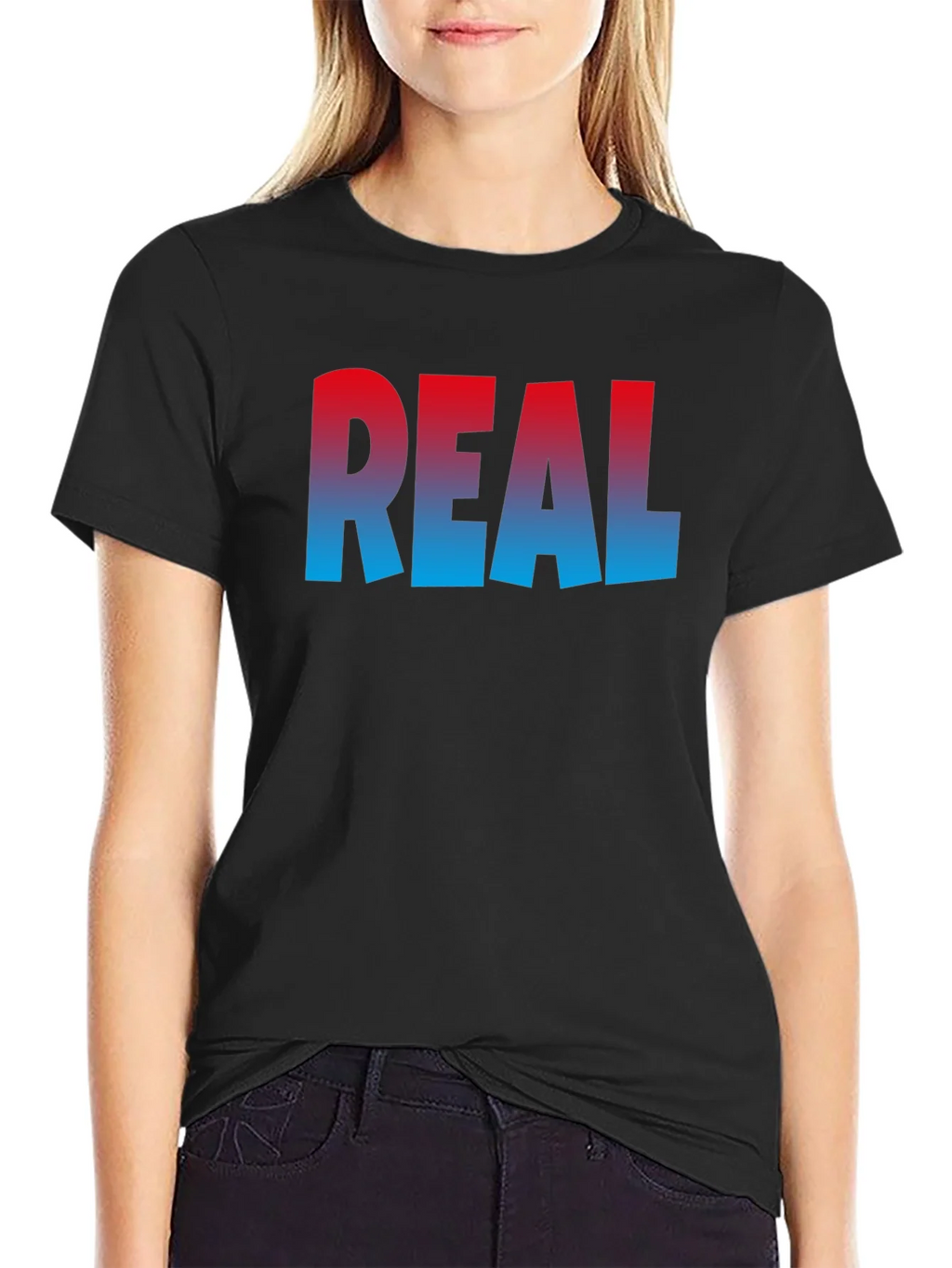 Cool REAL Gradient Print Black T-Shirt product image 2