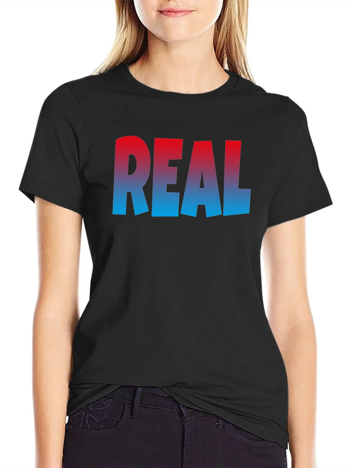 Cool REAL Gradient Print Black T-Shirt product image 2