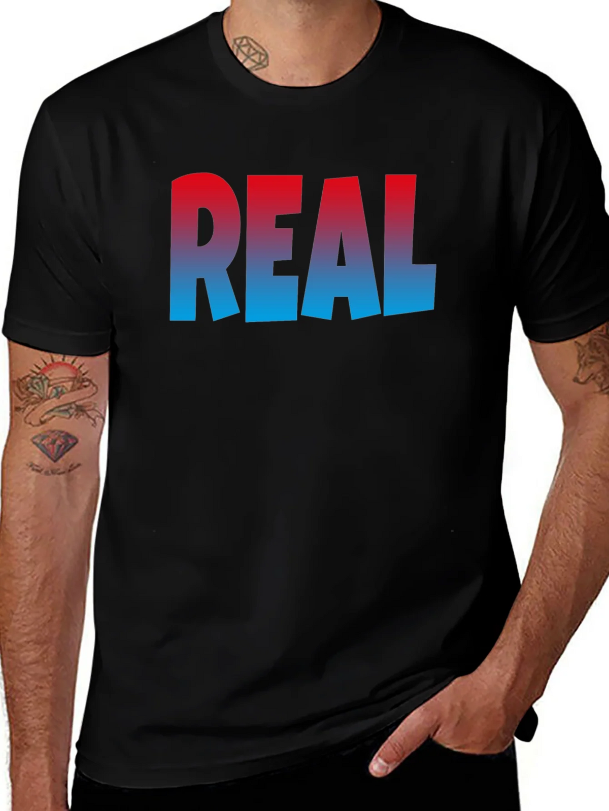 Cool REAL Gradient Print Black T-Shirt product image 1