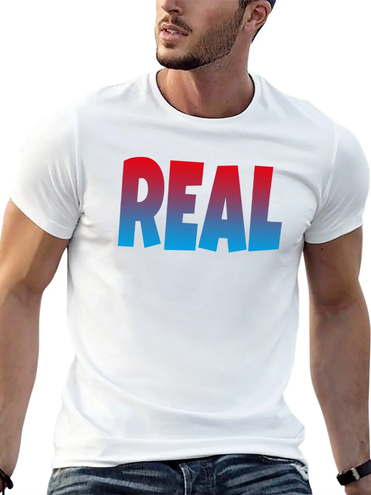 Cool REAL Gradient Print Black T-Shirt product image 11