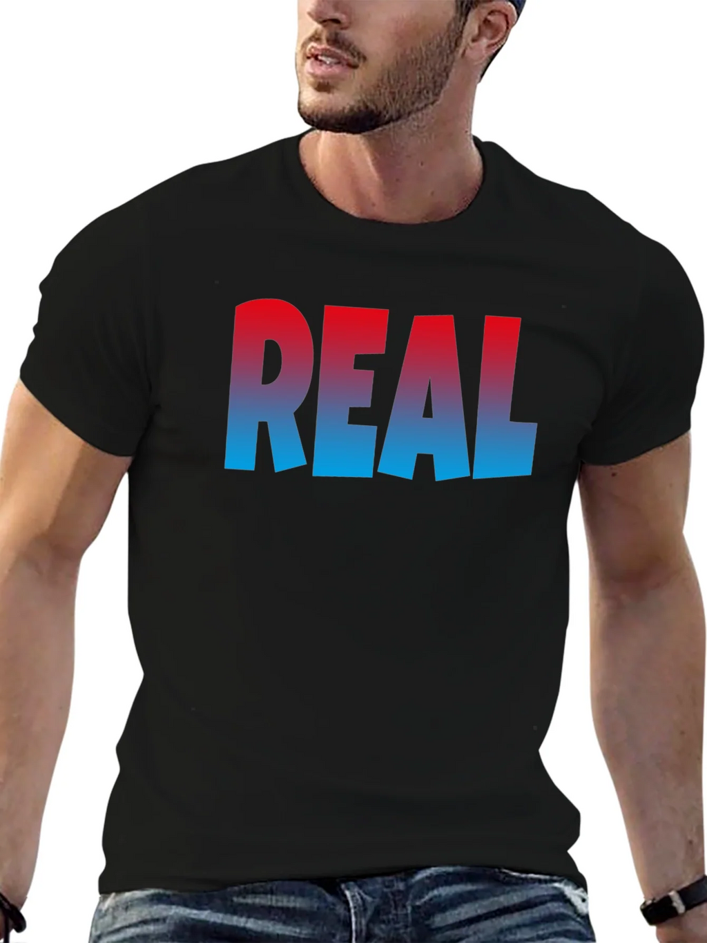 Cool REAL Gradient Print Black T-Shirt product image 5