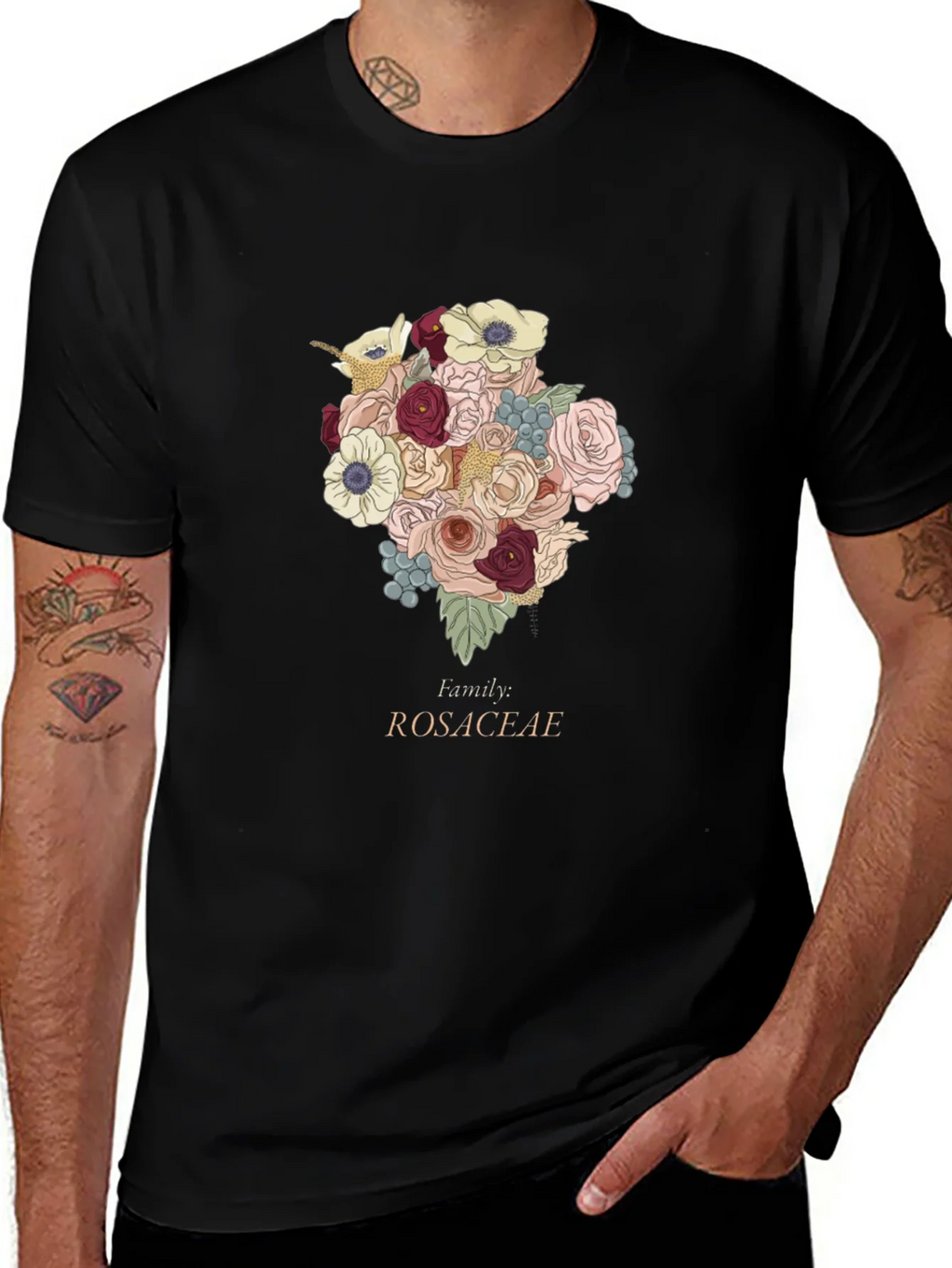 Rosaceae Family Floral T-Shirt - Botanical Design product image 1