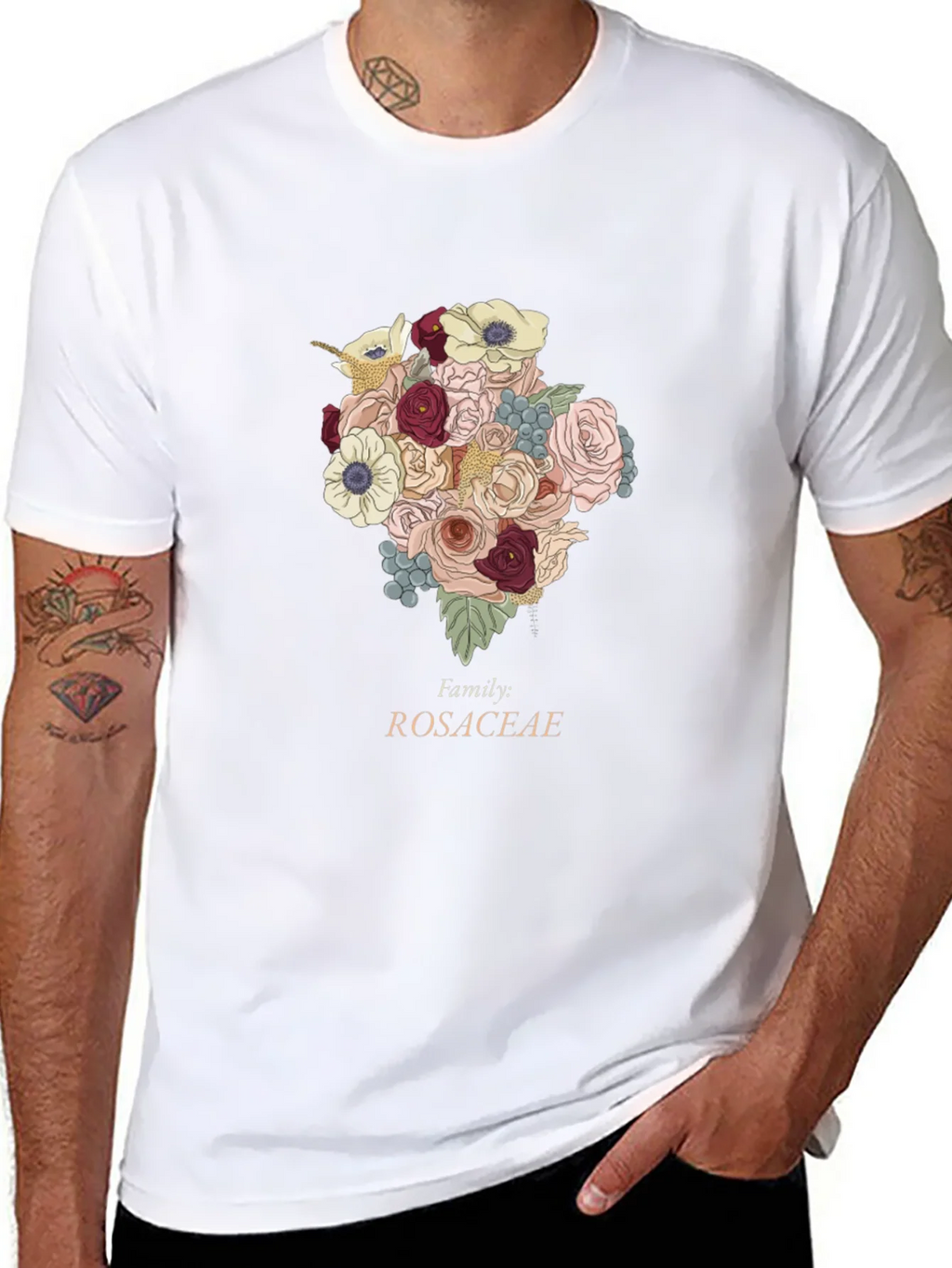 Rosaceae Family Floral T-Shirt - Botanical Design product image 7