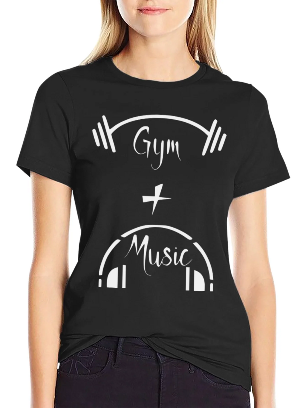 Gym and Music Graphic Tee - Black Cotton T-Shirt product image 2