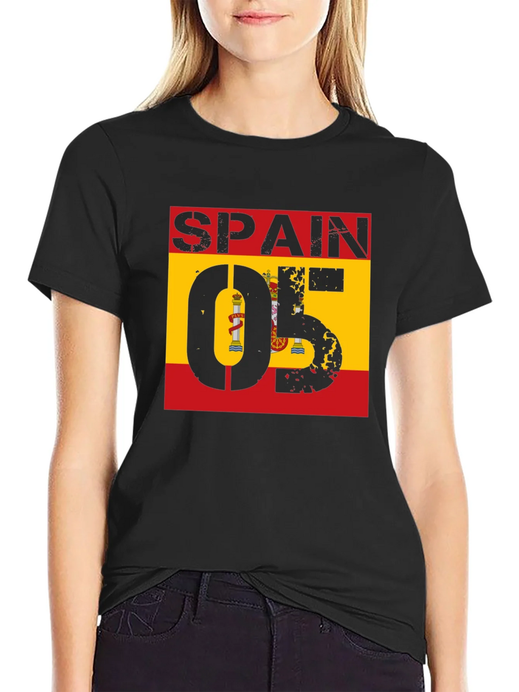 Spain 05 Flag Graphic Tee - Black Cotton Shirt product image 2