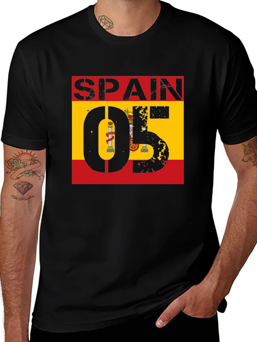 Spain 05 Flag Graphic Tee - Black Cotton Shirt product image 1