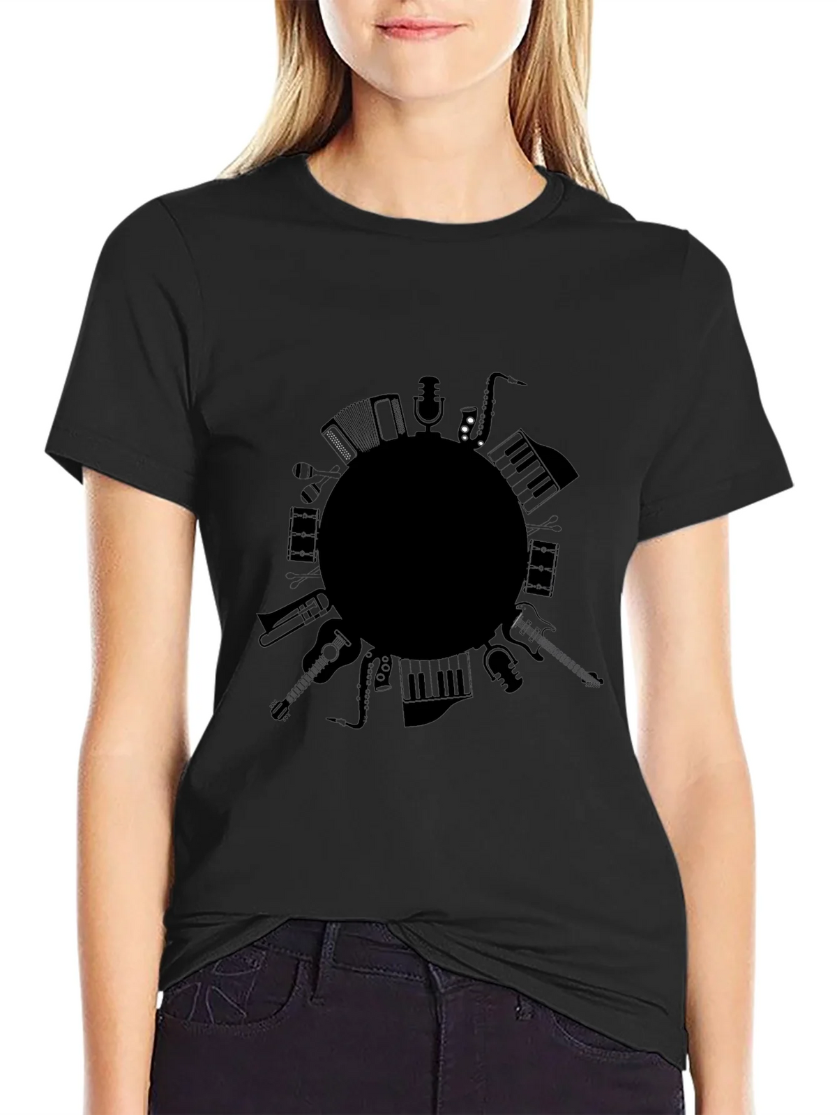 Musical Instrument Circle Graphic Tee - Black product image 2