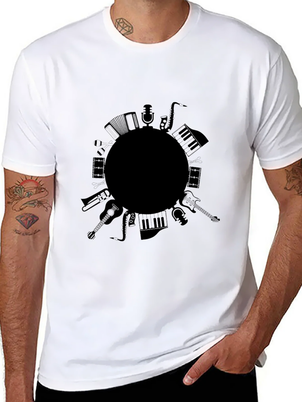 Musical Instrument Circle Graphic Tee - Black product image 6