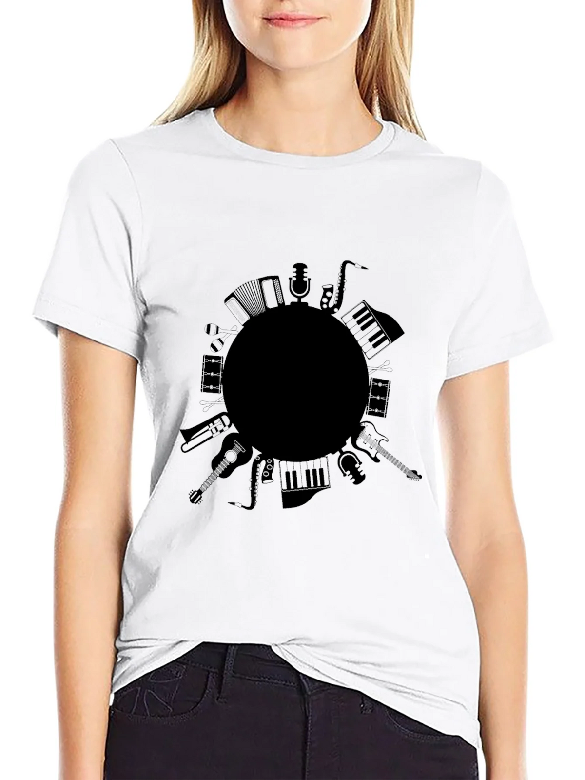 Musical Instrument Circle Graphic Tee - Black product image 7