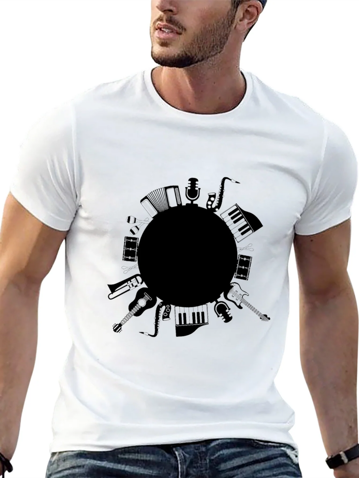 Musical Instrument Circle Graphic Tee - Black product image 11