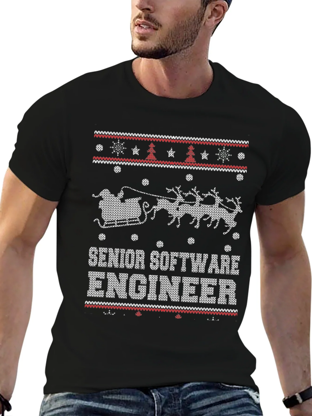 Senior Software Engineer Ugly Christmas Sweater T-Shirt product image 6