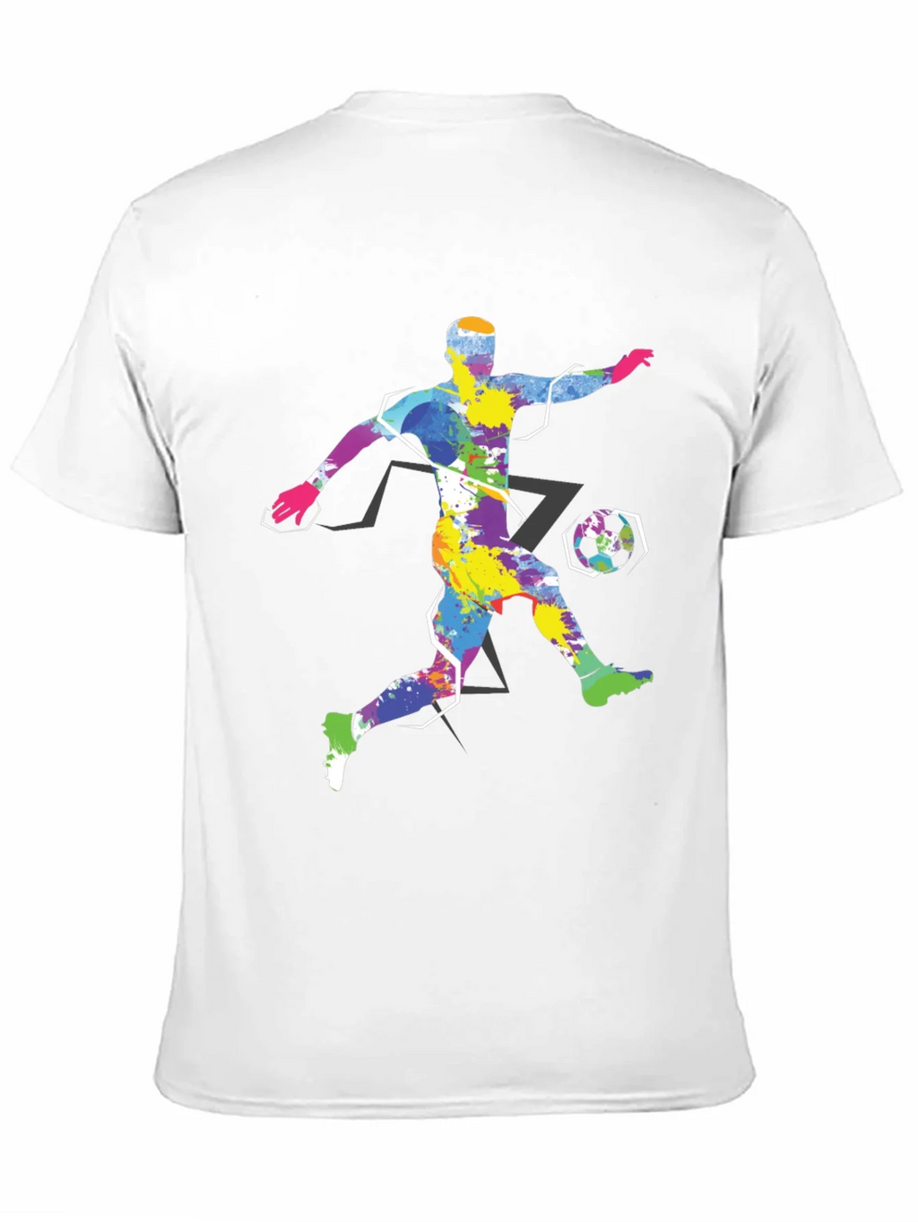 Colorful Soccer Player Graphic Tee - Black Cotton Shirt product image 10