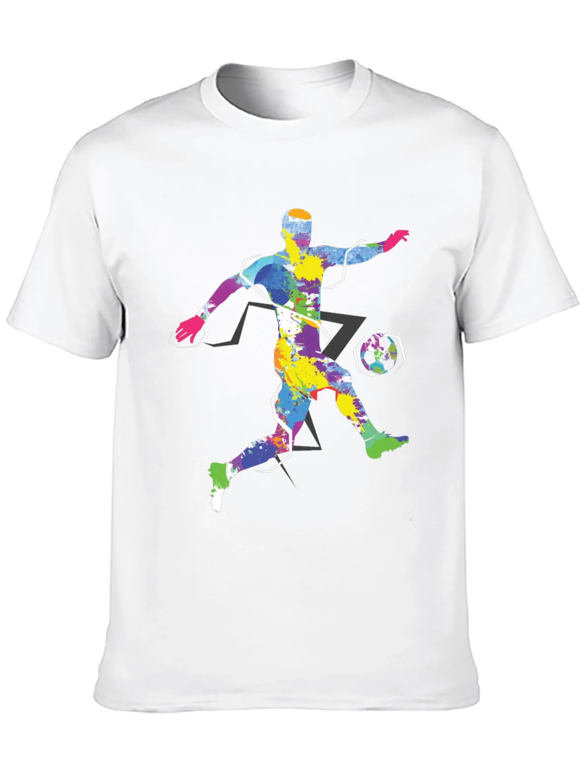 Colorful Soccer Player Graphic Tee - Black Cotton Shirt product image 9
