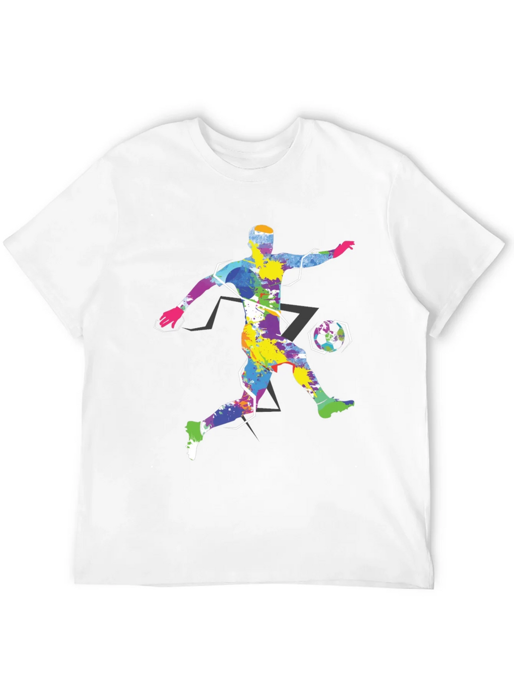 Colorful Soccer Player Graphic Tee - Black Cotton Shirt product image 11