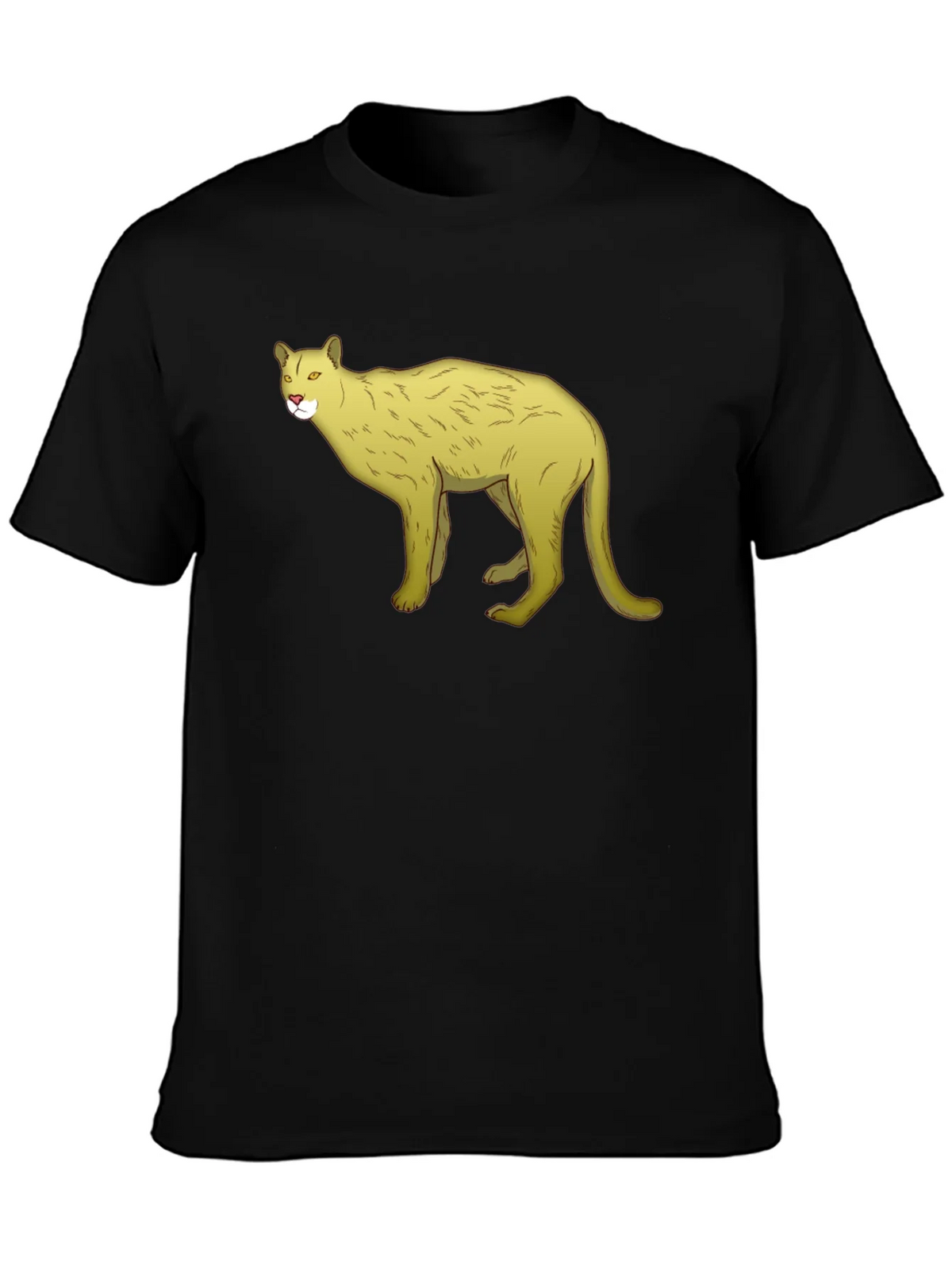 Black T-Shirt with Cartoon Cougar Graphic product image 2