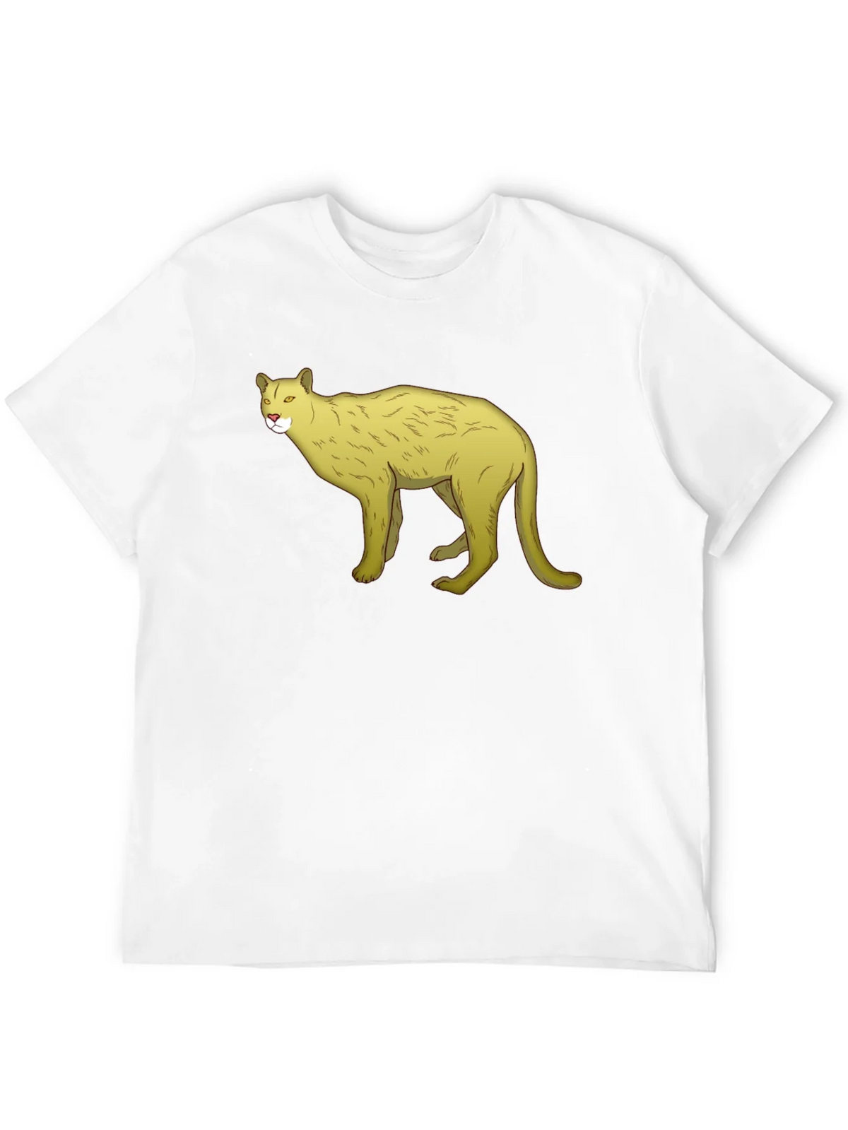 Black T-Shirt with Cartoon Cougar Graphic product image 8