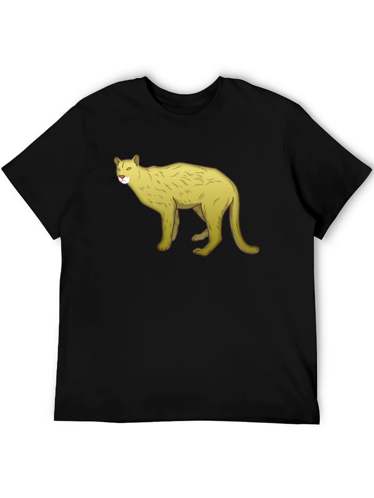Black T-Shirt with Cartoon Cougar Graphic product image 4