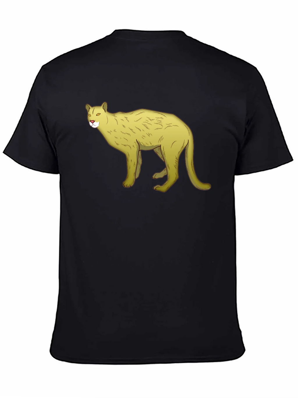 Black T-Shirt with Cartoon Cougar Graphic product image 3