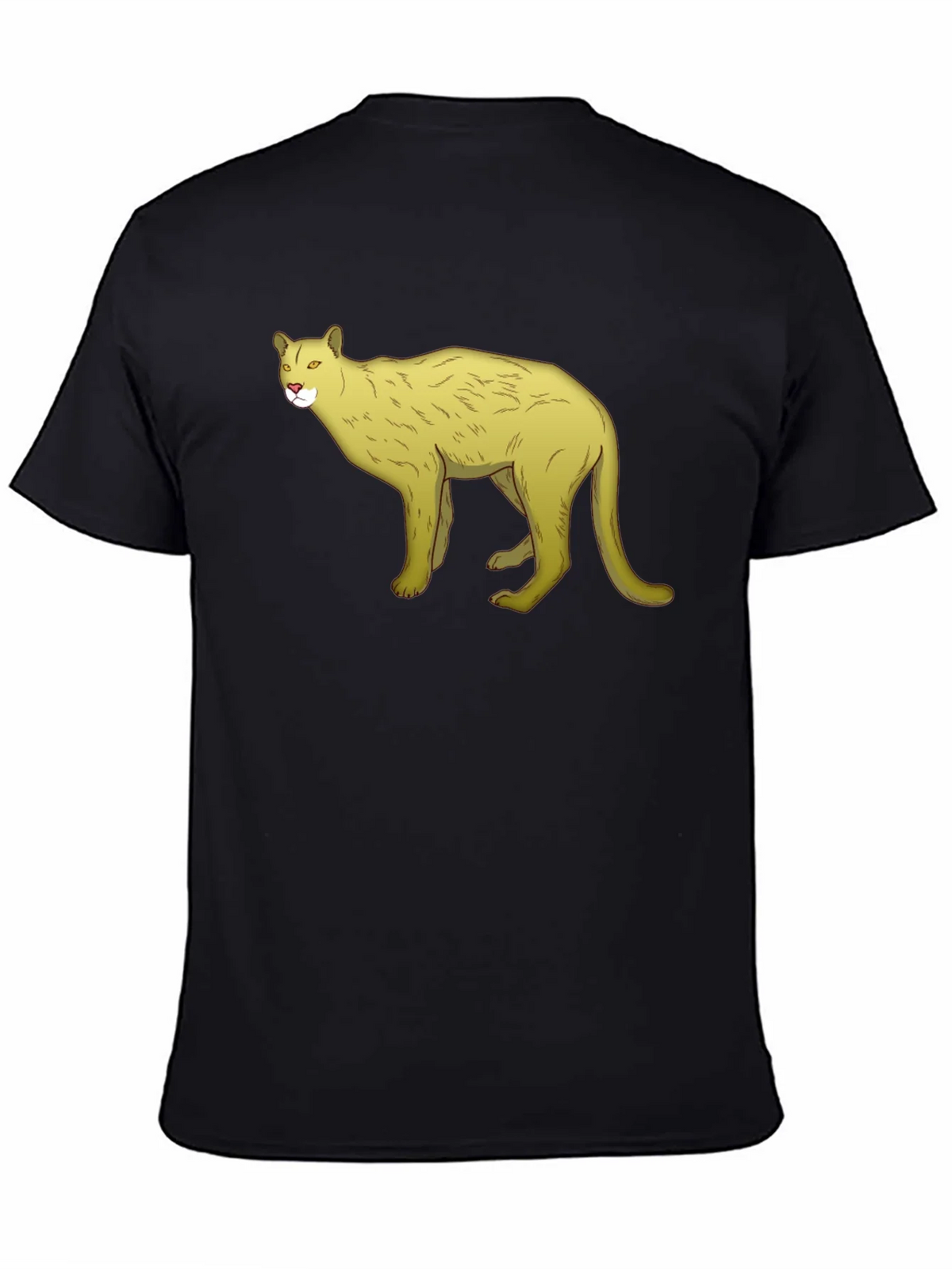 Black T-Shirt with Cartoon Cougar Graphic product image 3