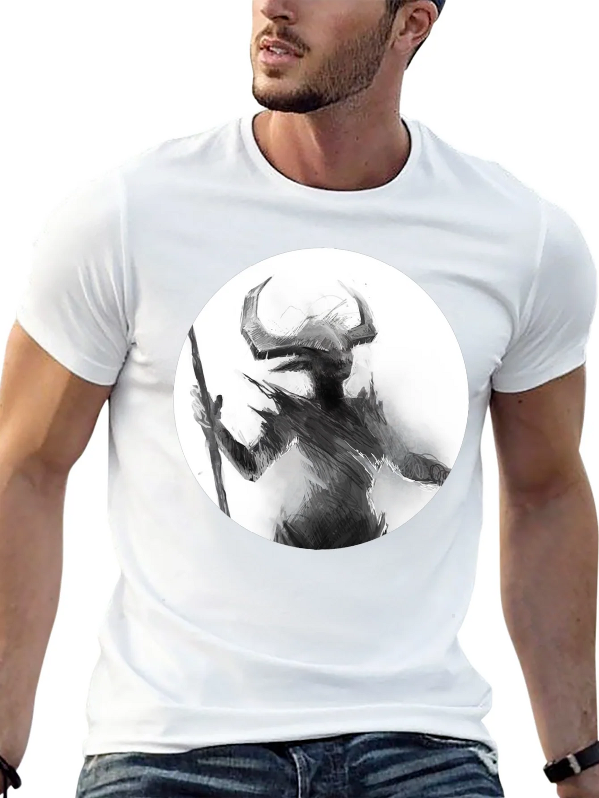Horned Silhouette Graphic Tee - Stylish Black Shirt product image 12