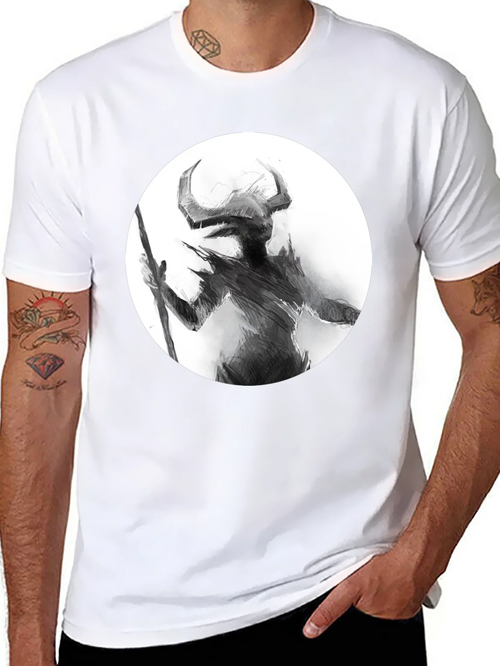 Horned Silhouette Graphic Tee - Stylish Black Shirt product image 7