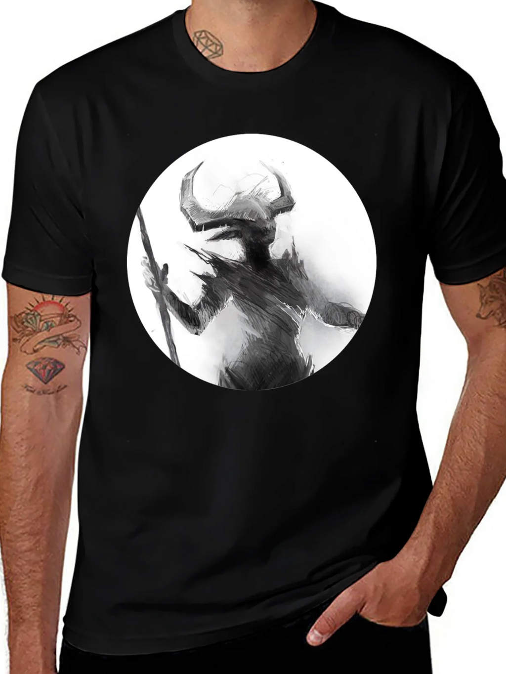 Horned Silhouette Graphic Tee - Stylish Black Shirt product image 1