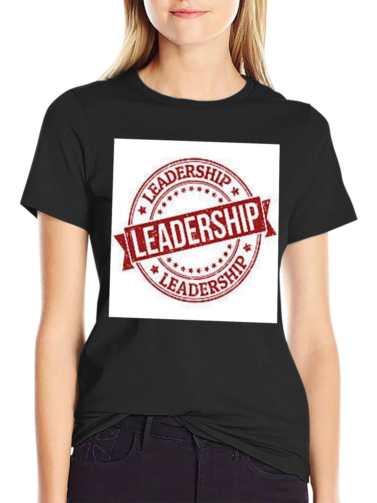 Leadership Stamp Graphic Tee - Black Cotton T-Shirt product image 2