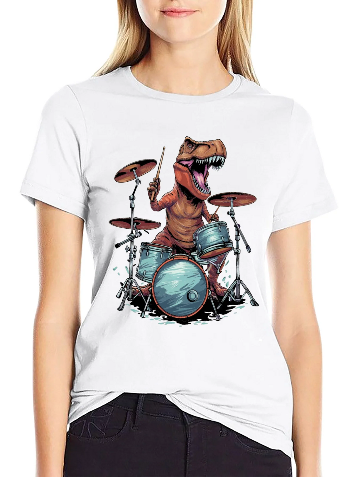 Dino Drummer T-Shirt - Rock and Rawr! product image 6