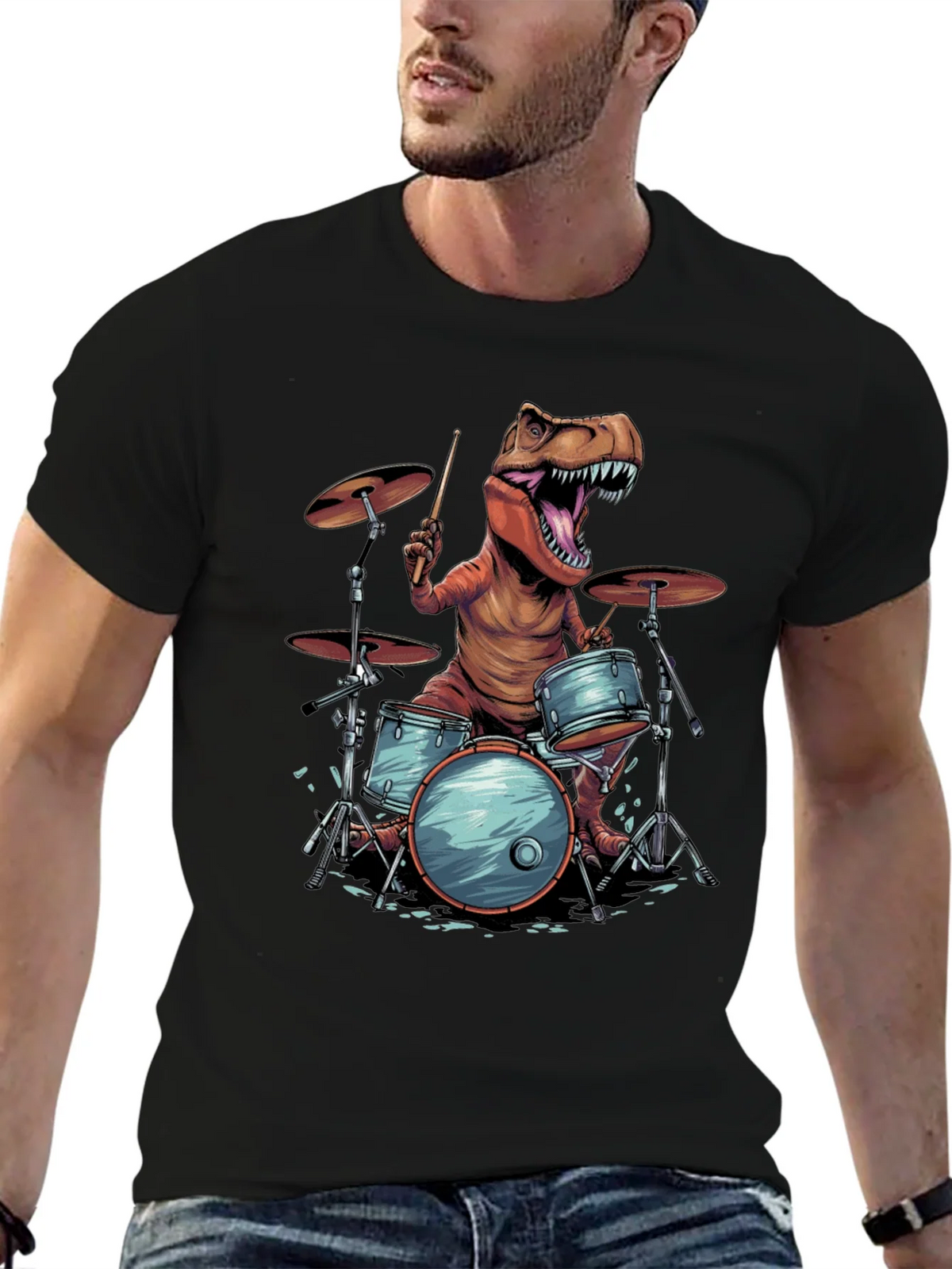 Dino Drummer T-Shirt - Rock and Rawr! product image 5